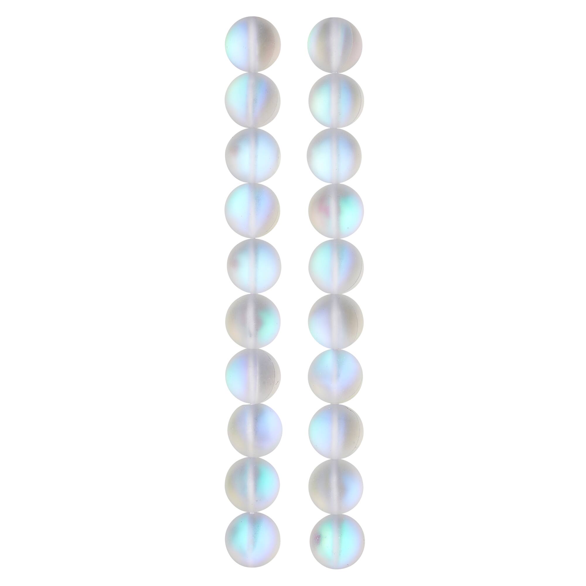12 Pack: White Opal Glass Round Beads, 10mm by Bead Landing™